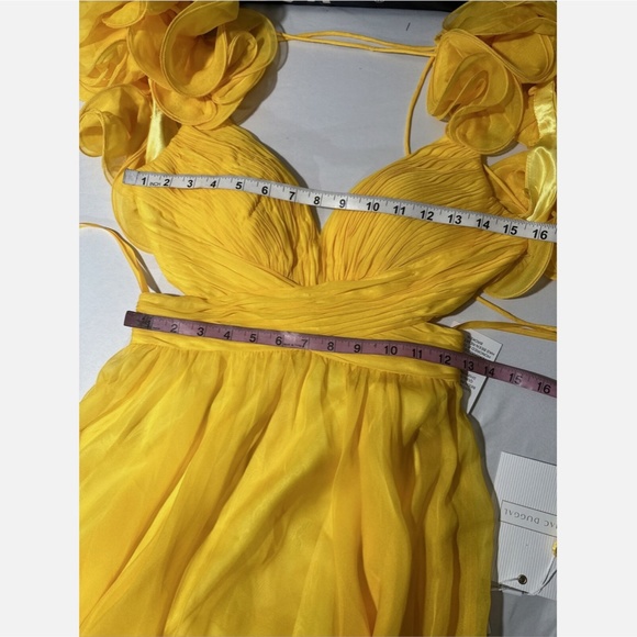NWT $598‎ Mac Duggal [ 2 ] Ruffle Tiered Cutout Chiffon Gown Sunshin Yellow - Picture 13 of 15